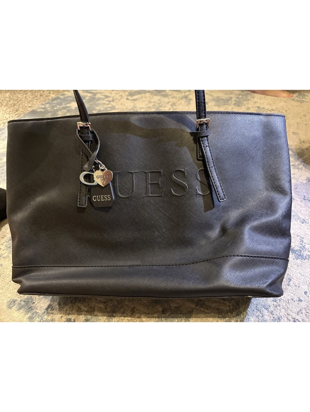GUESS Black Shoulder Bag Large Tote Handbag  Authentic